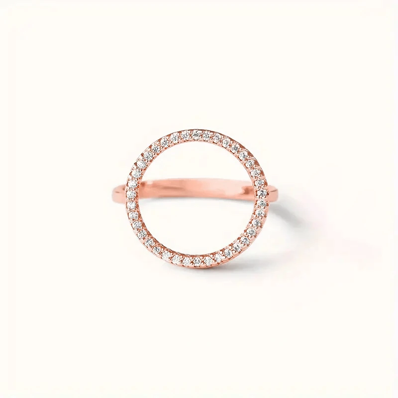 Women's Minimalist Hollow Round Shaped CZ Ring