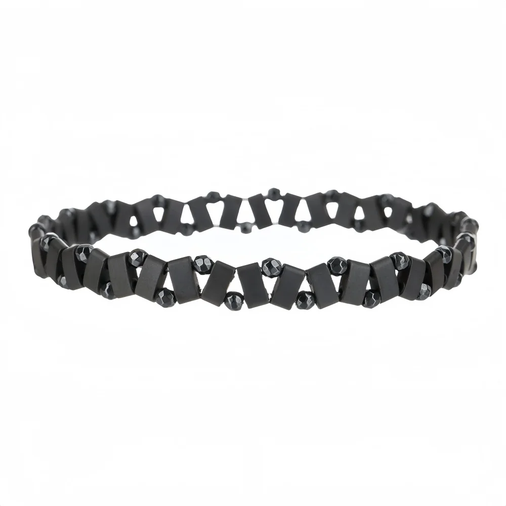 الرجعية الأسود الحجر الطبيعي غير النظامية أساور الهيب هوب الرجال تمتد الخرز أساور مجوهرات الأزياء العصرية اكسسوارات الهدايا