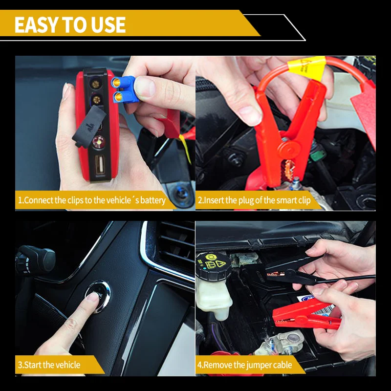 12V Car Jump Starter 20000mAh Portable Auto Battery Booster Charger Car Emergency Booster Power Bank Starting Device