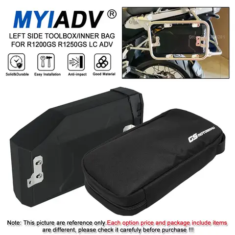 BMW R1250GS R1200GS LC 어드벤처 2013-2023 Benelli TRK502 2016-2023 왼쪽 브래킷 도구 상자 도구 가방 도구 상자 내부 가방