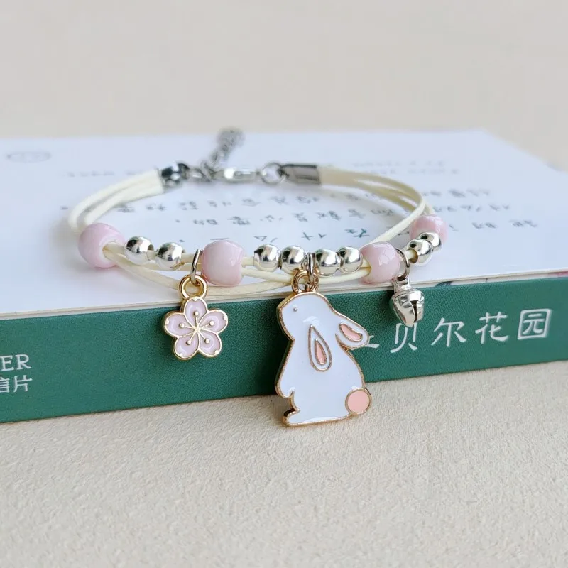 Mode schöne Cartoon Kaninchen Blume Armband für Frauen niedlichen Tier Armbänder Studenten besten Freunde Schmuck Geschenke – Detail 1