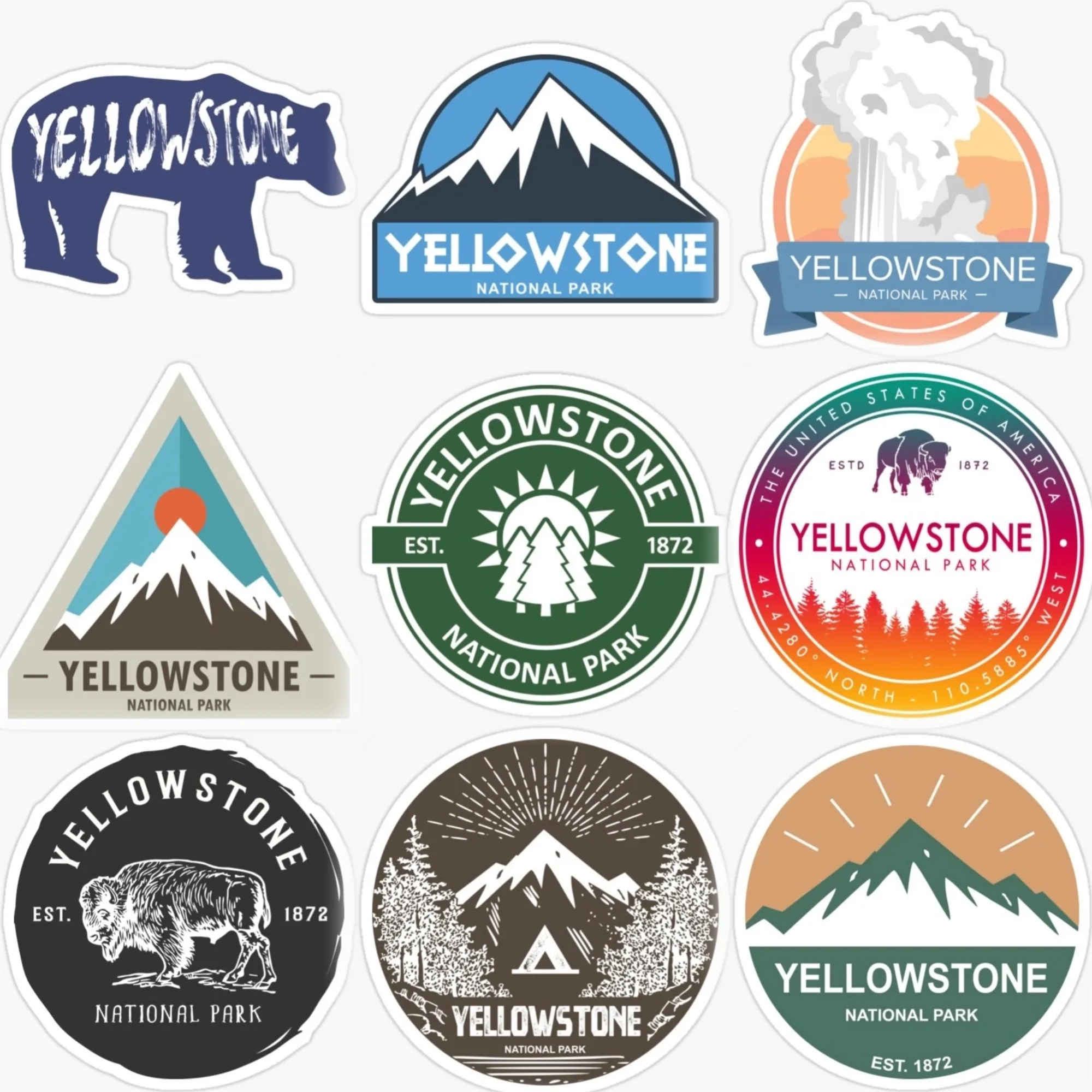 

Yellowstone National Park Mountain Creative PVC Sticker for Decorate Car Motorcycle Helmet Window Fridge Wall Decal Accessories