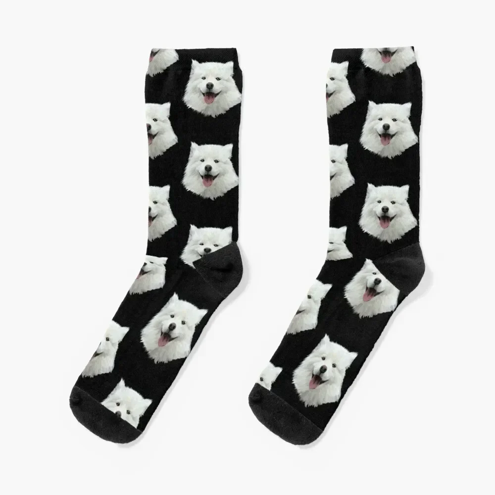 Cute Happy Samoyed Watercolor, Best Gift Idea For Samoyed Mom Samoyed Dad Owner And Lover Socks hiking Socks Men's Women's