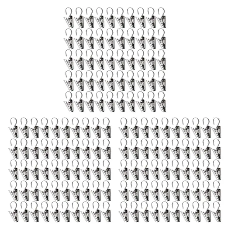 [N84R] 150 PCS Stainless Steel Curtain Clips with Hook for Curtain Photos Home Decoration Outdoor Party Wire Holder,B