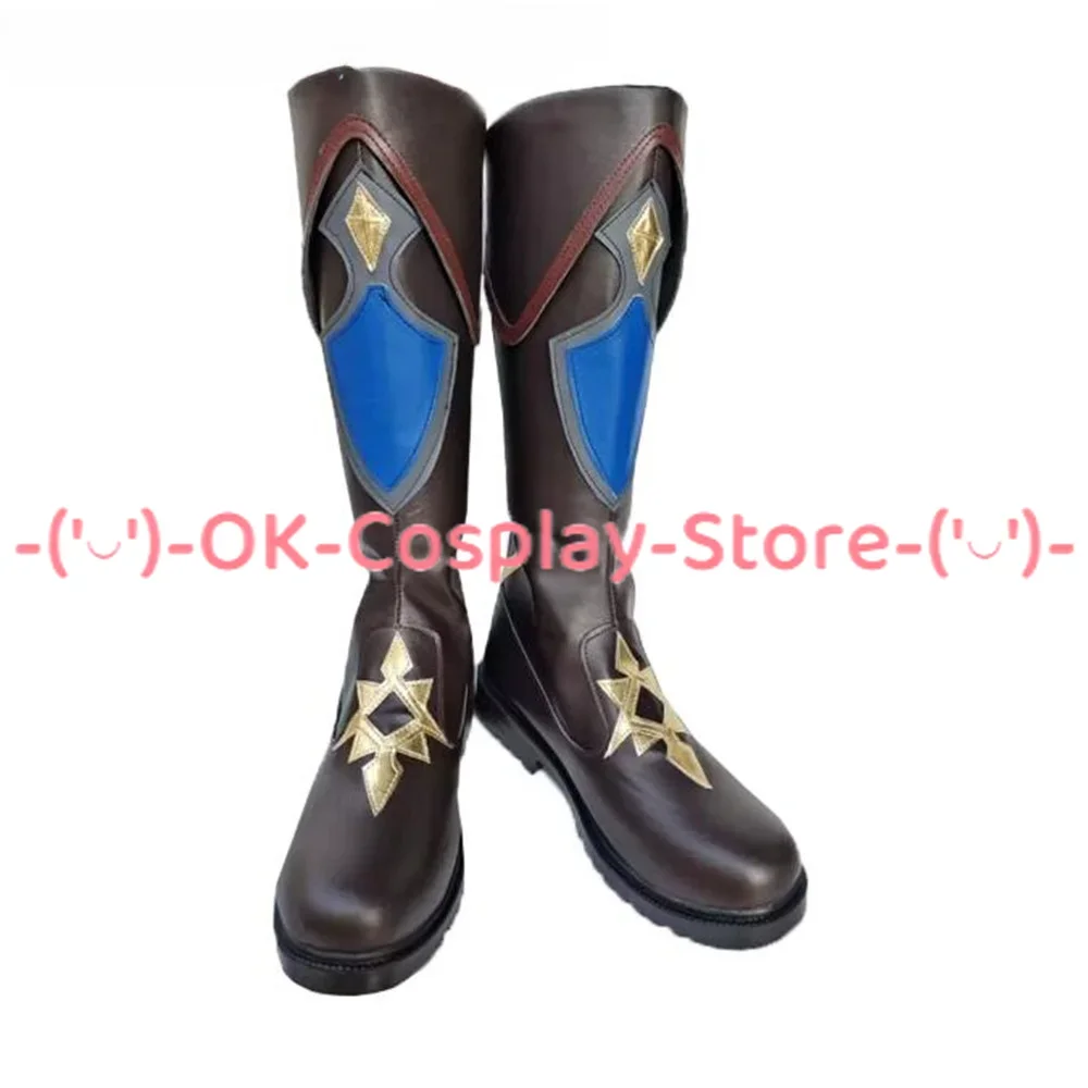 [Customized] Knights of Favonius Mondstadt Kaeya Alberich Genshin Impact Cosplay Shoes Anime Roleplay Prop Party PU Leather Boot