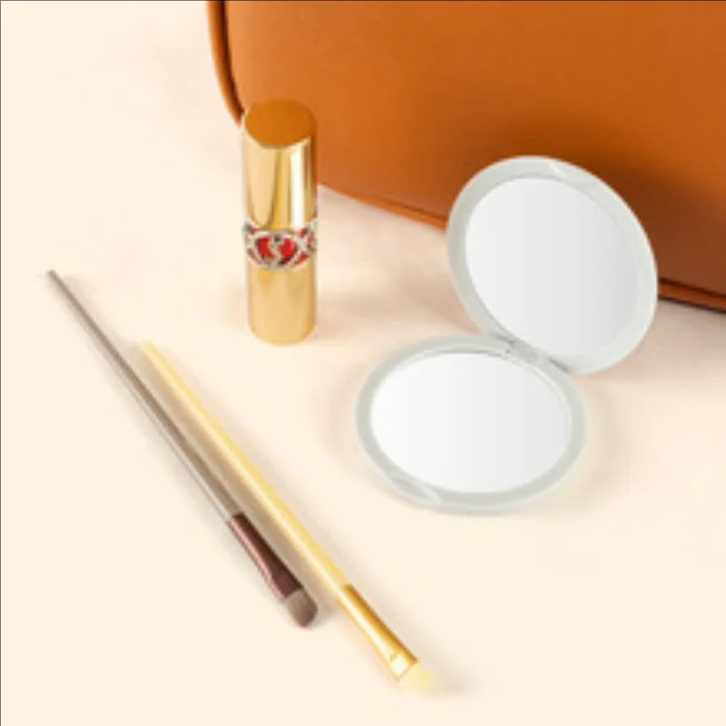 Espelho de maquiagem de bolso recarregável dupla face 3x ampliação led luz de vaidade com steplessdimming portátil dobrando espelho cosmético