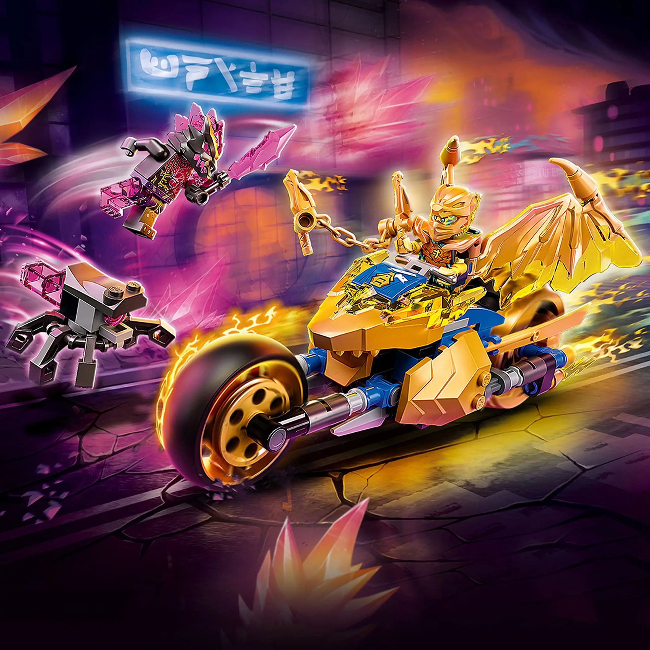 LEGO NINJAGO Jay\'s Golden Dragon Motorbike 71768 Ninja Zestaw zabawek budowlanych dla chłopców, dziewczynek i dzieci Prezent urodzinowy (137