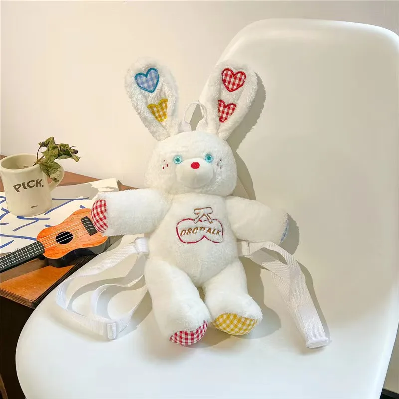 35Cm Kawaii Geborduurde Konijn Pluche Rugzak Schattige Buuny Zacht Speelgoed Schoudertas Mooie Konijn Knuffel Dier Rugzak Geschenken