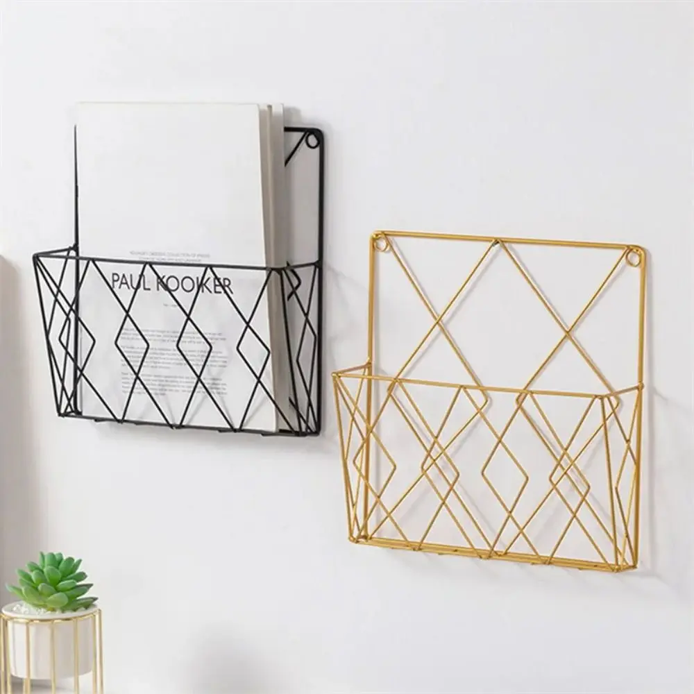 

Metal Magazine Holder Wall Mounted Multi-purpose Magazine Organizer Simple Large Capacity Sundires Storage Box