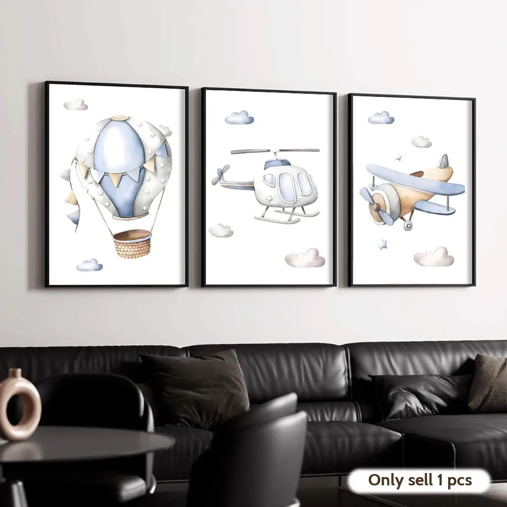 Aircraft Cartoon Poster HD Art Mural Waterproof Wall Decor Durable DIY Home Decoration for Living Room Bedroom