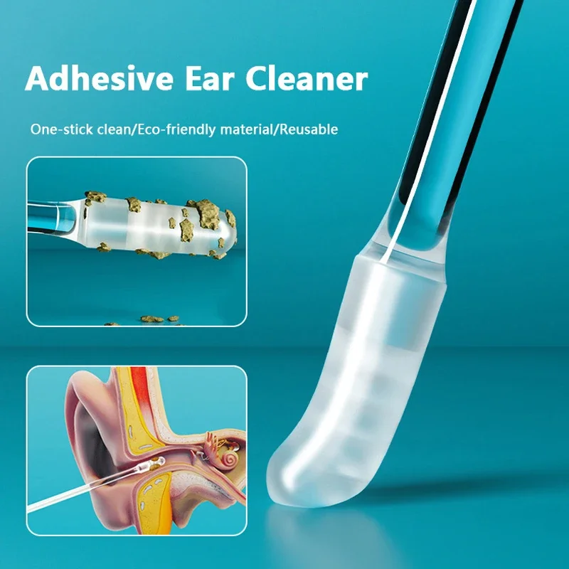 vvocci   24Pcs Disposable Adhesive Earpick Silicone EarWax Remover sticky ear pick For KidsOlders Adult S/L Ear Cleaner Reusable