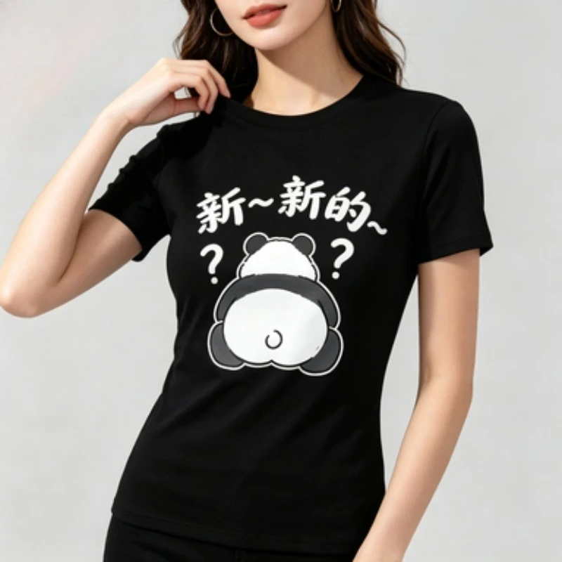 Women Tshirt Panda Lovely Trend Fashion Shirt Panda I Came I Saw Cartoon Female Graphic Sleeved Harajuku Streetwear Tops Tees