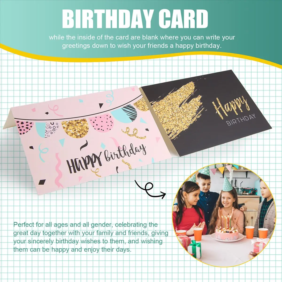 A56K 36 Pack Greeting Card Eco Friendly Birthday Cards Large Happy Birthday Cards Set for Adults and Kids Writing