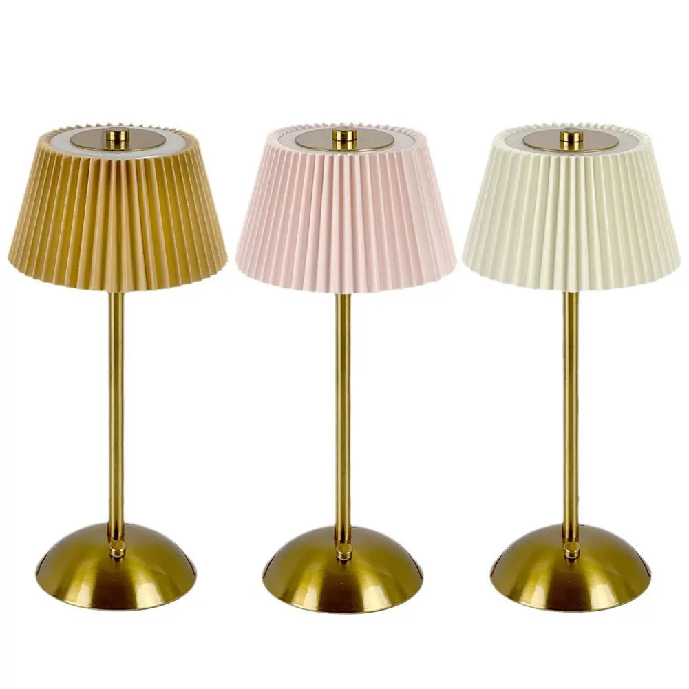 Piccola lampada da tavolo pieghettata lampada da comodino ricaricabile USB lampada da scrivania senza fili per camera da letto soggiorno Home Office Decor