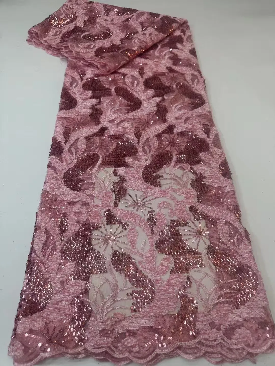 

latest lace fabric high quality 2025 French Nigerian Lace Fabric 5 Yards African Embroidery for Wedding Dress