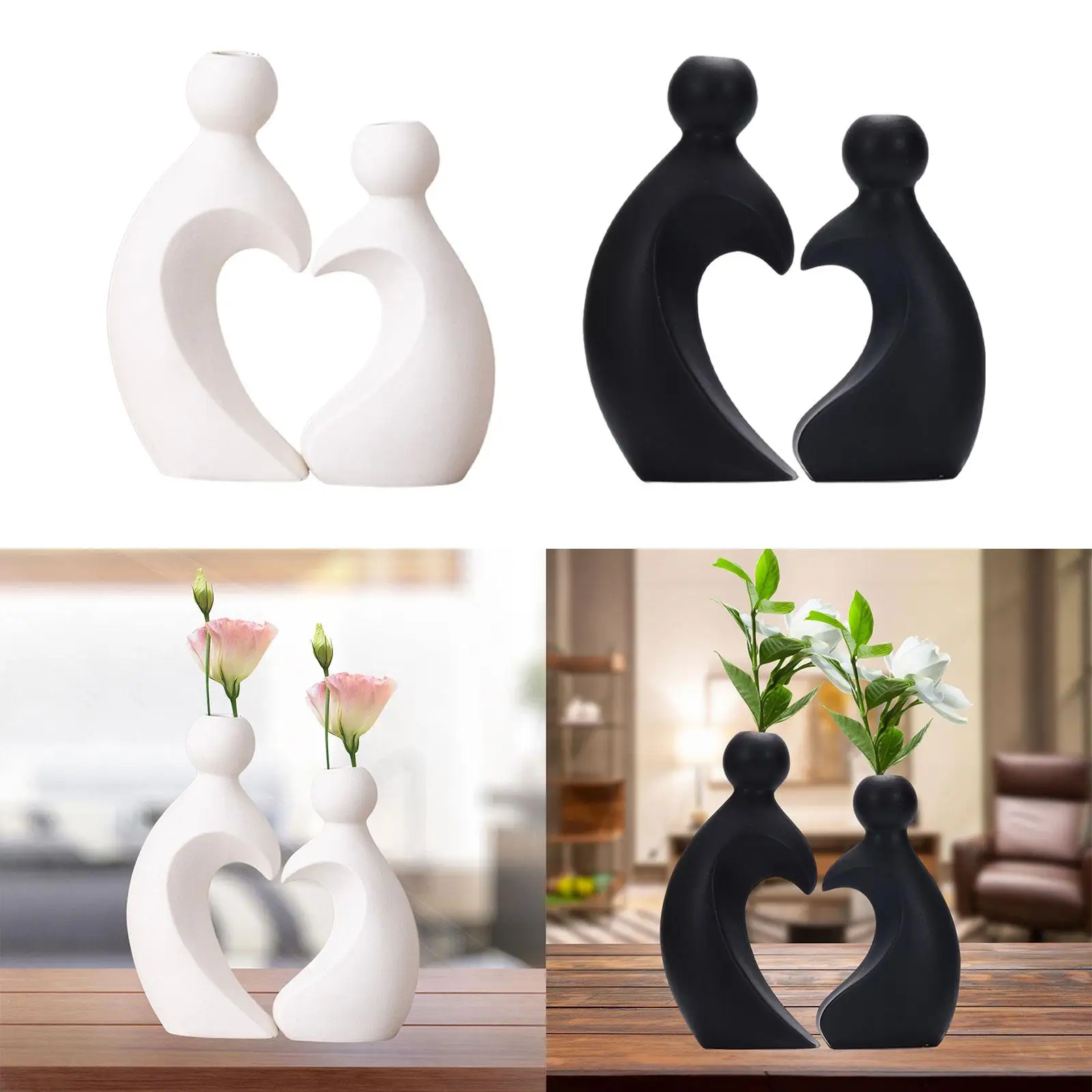 

2Pcs Flower Vases Valentine's Day Decoration Collection Couple Statues Tabletop
