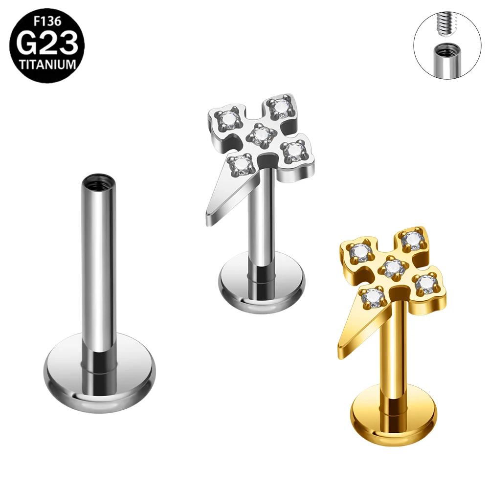 

ASTM F136 Titanium Crucifix Cartilage Earring Helix Tragus Stud Flatback Labret Nose Stud Piercing Body Jewelry Sexy Accessories