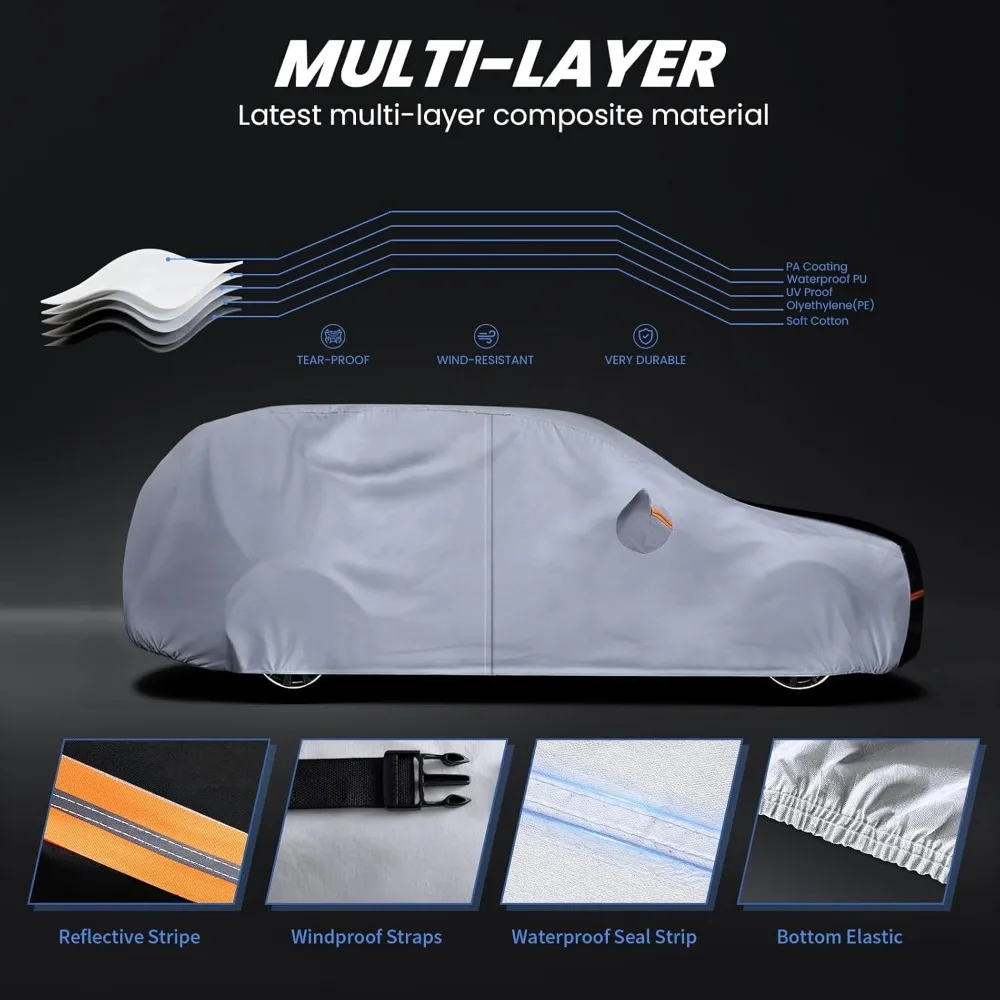 

Heavy Duty Waterproof All Weather Truck Cover with Sun & Rain Protection for Ford F100 Chevy C10 S10 Ram 150 Custom Fit