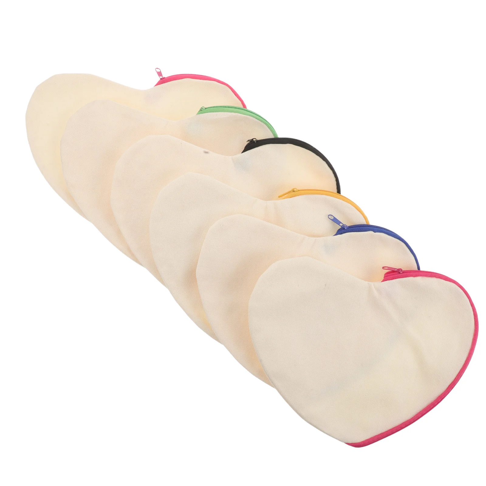 6 قطعة أكياس قلم رصاص من القماش لنقل الحرارة فارغة على شكل قلب وسحاب DIY حافظة أقلام للتسامي للمدرسة والسفر وأدوات الزينة والمكياج