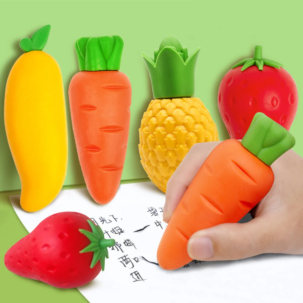 

3 Pcs Fruit Shaped TPE Erasers for Kids Wear Resistant School Supplies Cartoon Mini Portable Eraser Pencil Rubber Student Office