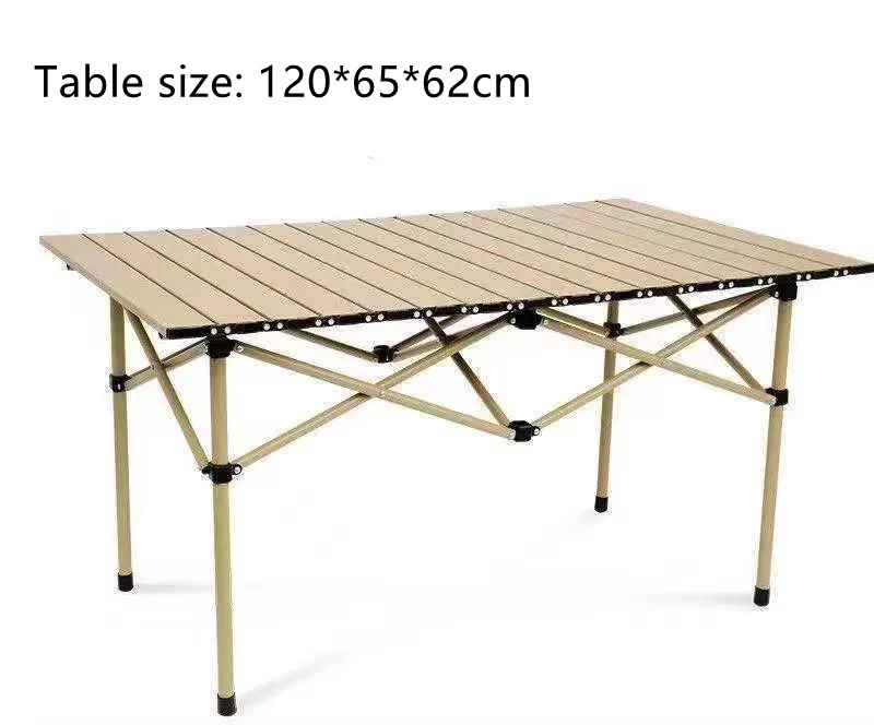 1Sets Outdoor Travel Foldable Picnic Table Egg Roll Table Wood Portable Camping Table And Chair Set