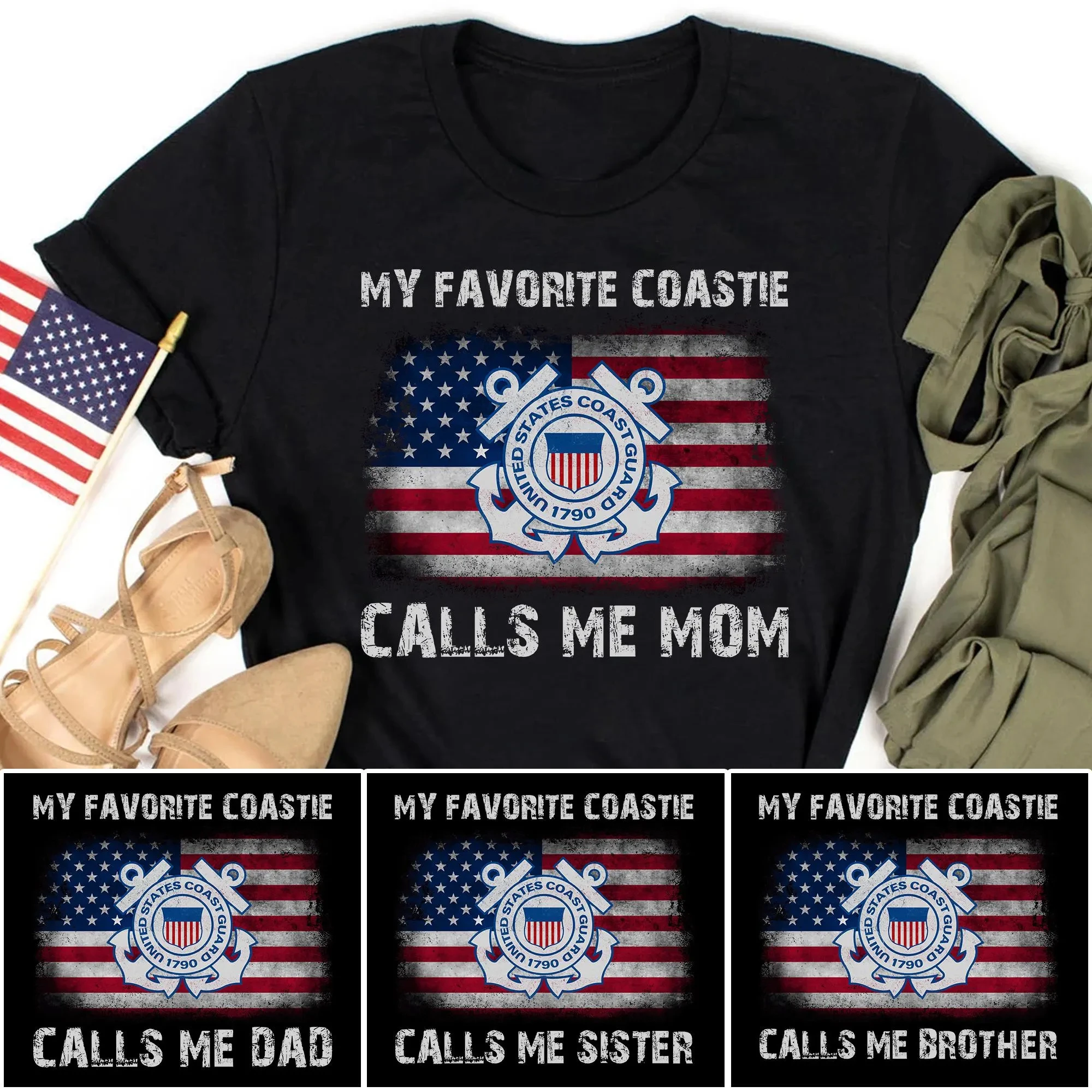 My Favorite Coastie Calls Me Mom T-shirt Proud Coast Guard Mom Shirts Coast Guard Dad Coast Guard Wife Coast Guard Sister