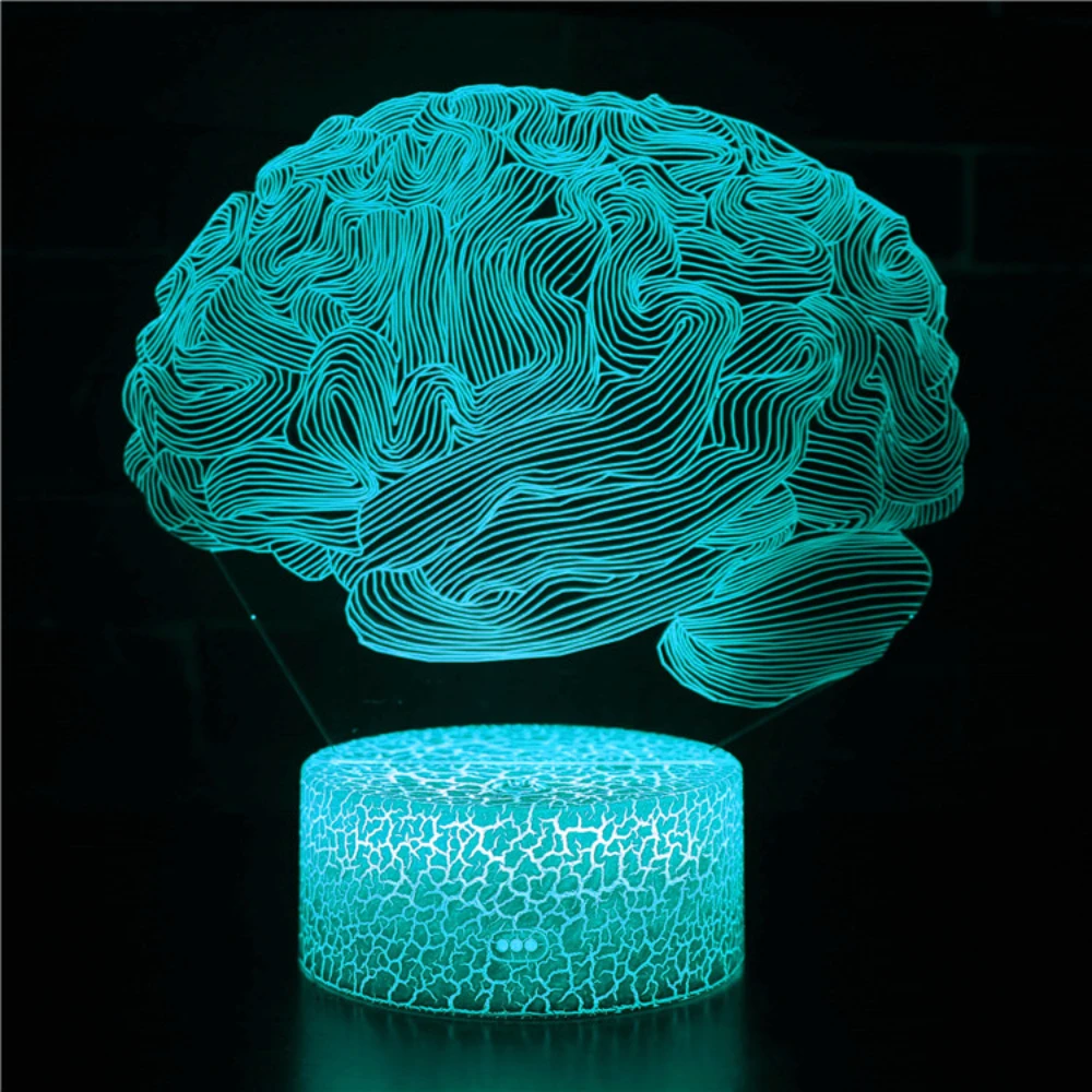 Nighdn 3D Brain Night Light, 7 colores que cambian, USB Touch Decor Lamp, Optical Illusion Lamp, Kids, Christmas Birthday Gifts