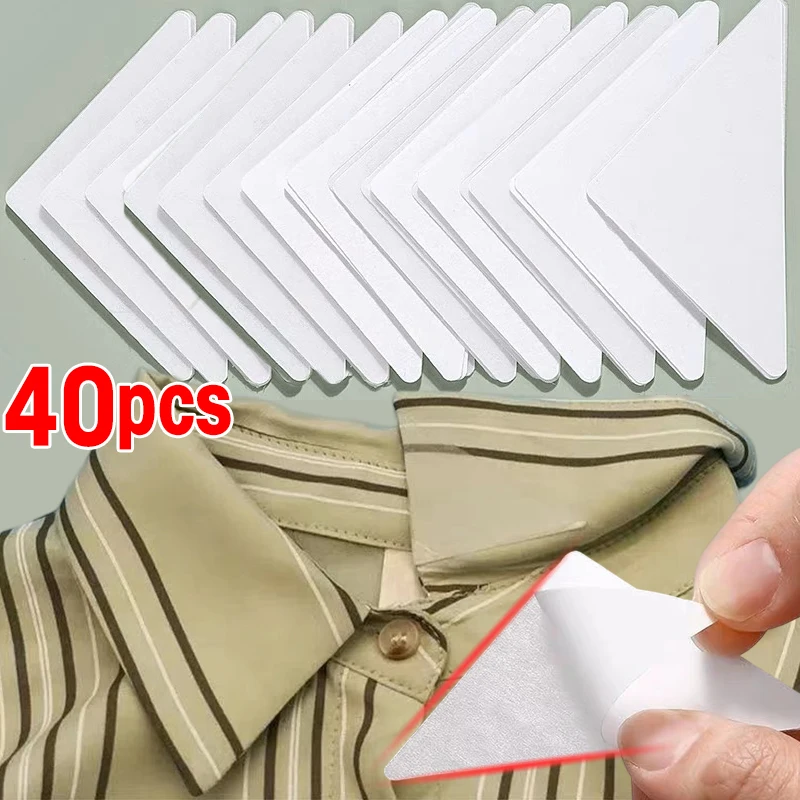 10/40PCS Shirt Collar Sticker Collar Tape Does Not Tilt Shaped Artifact Shirt Collar PVC Adhesive Sticker Patches for Clothing