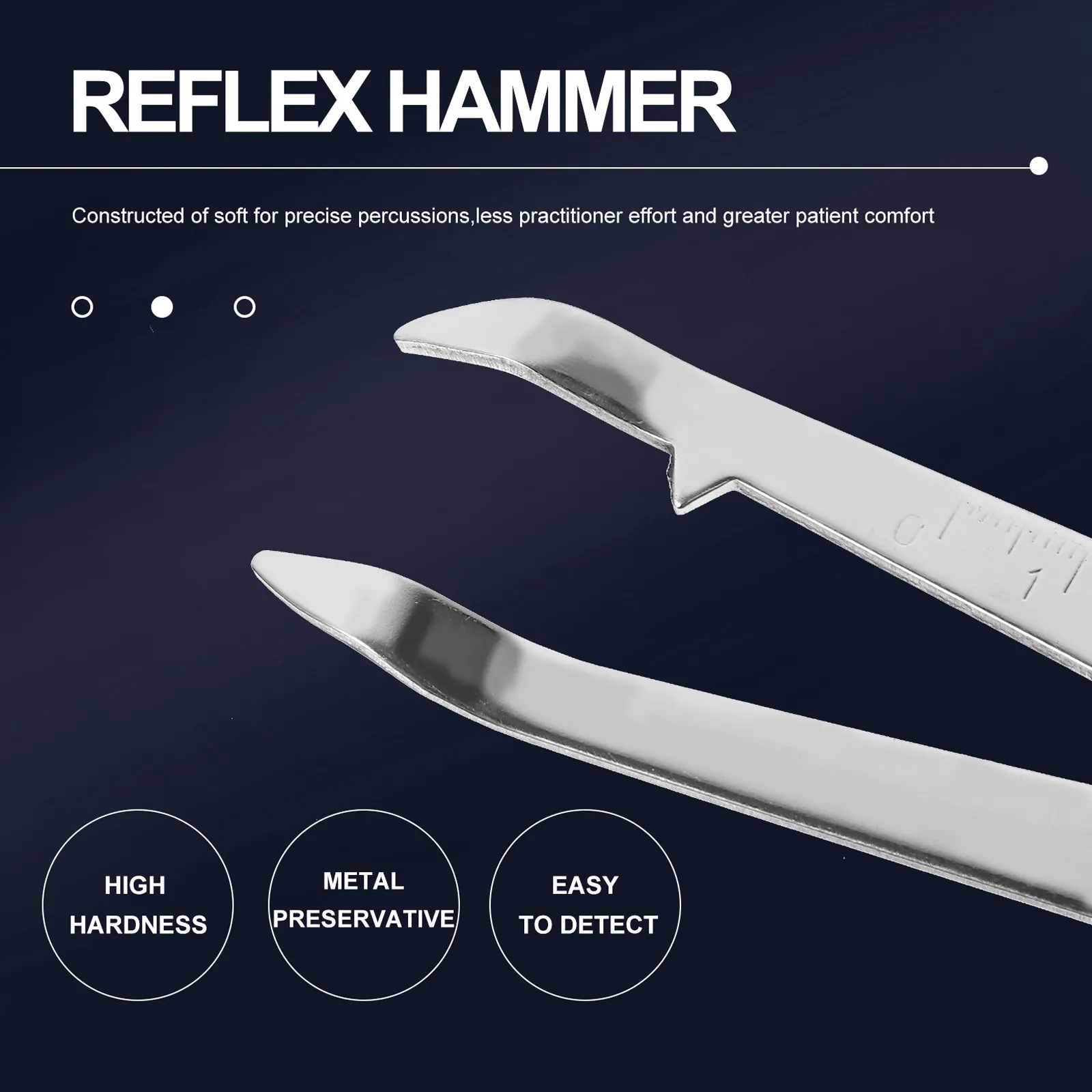 Reflex Hammer Stainless Steel Neurological Testing Instrument Portable Hospital Diagnostic Hammer Scale Tool for Clinic