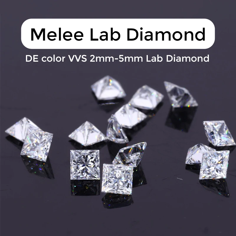 Melee lab grown diamond Princess Cut CVD HPHT DEF VVS Small diamond 2mm 3mm 5mm Side diamond wholesale Tiny diamond side stone