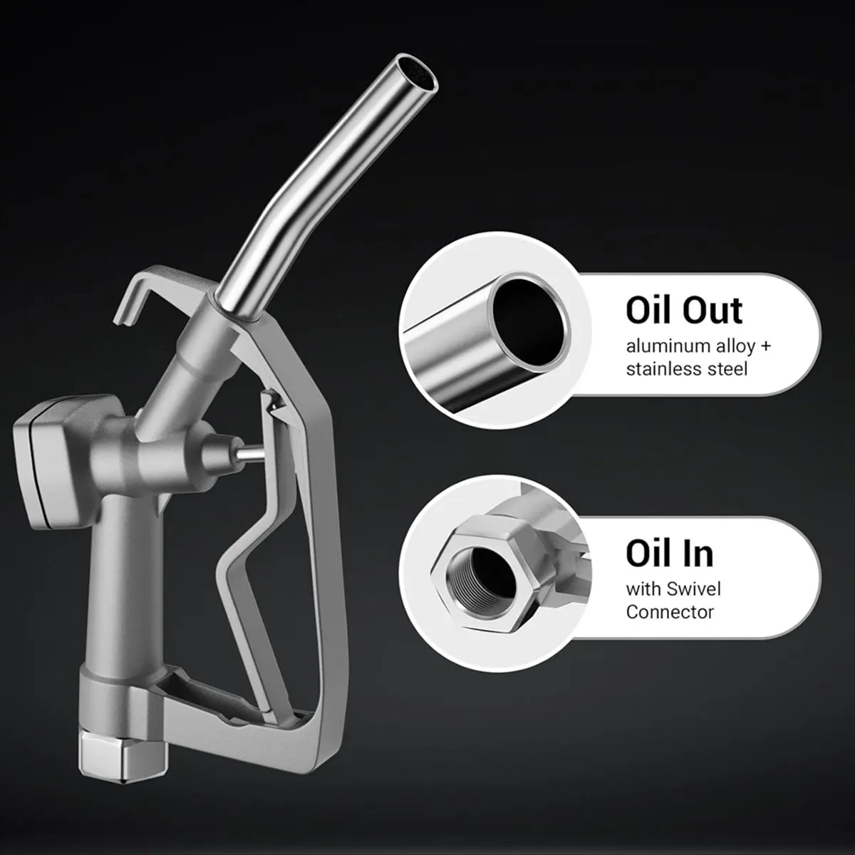 

ABYA 3/4inch NPT Manual Nozzle with 2-Speed Padlock, 26 GPM Max Rate, Gas Pump Nozzle with 15/16in Spout
