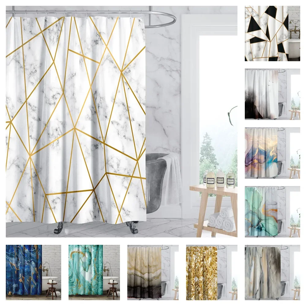 Luxury Modern Art Style Marble Shower Curtain Waterproof Home Decor Polyester Shower Curtain cortina de la ducha