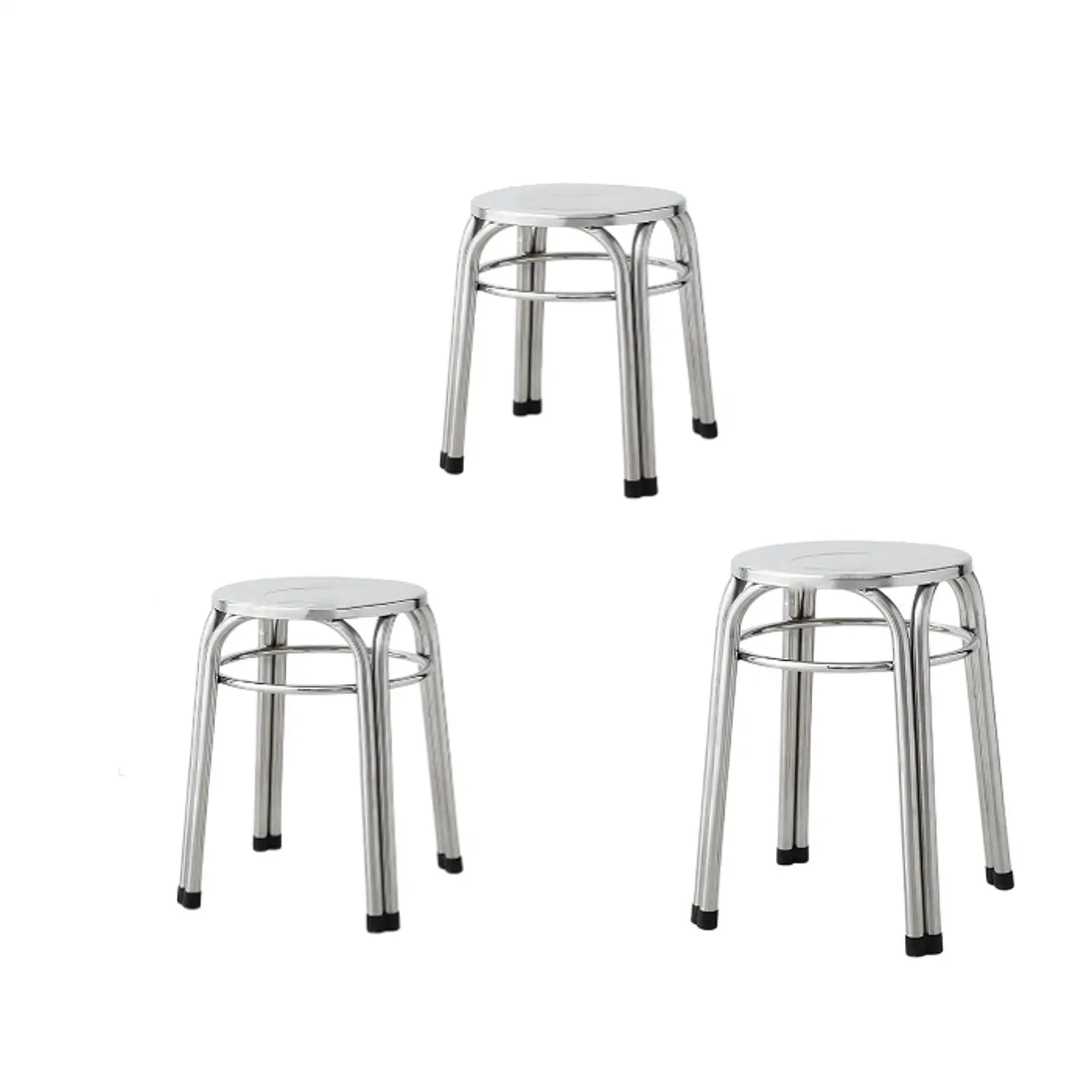 Metal Stool Practical Stacking Sturdy Non Slip Stainless Steel Bar Stool Round for Kitchen Home Office Outdoor Dining Room
