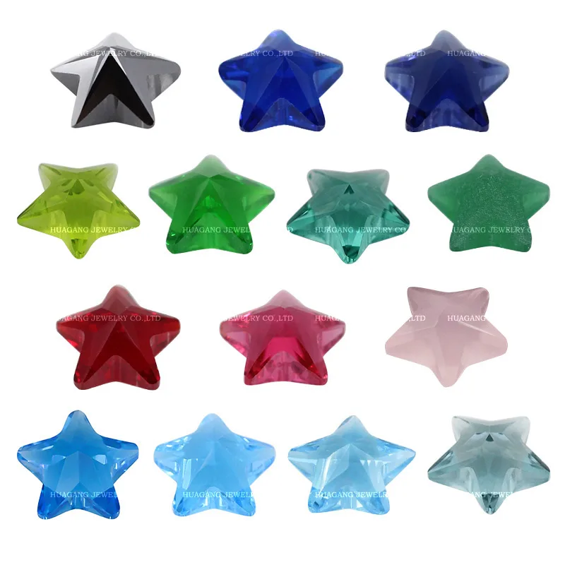 Glass Beads Star Shape red blue green blue pink black Loose  Synthetic Gems For Jewelry Size 3x3~10x10mm