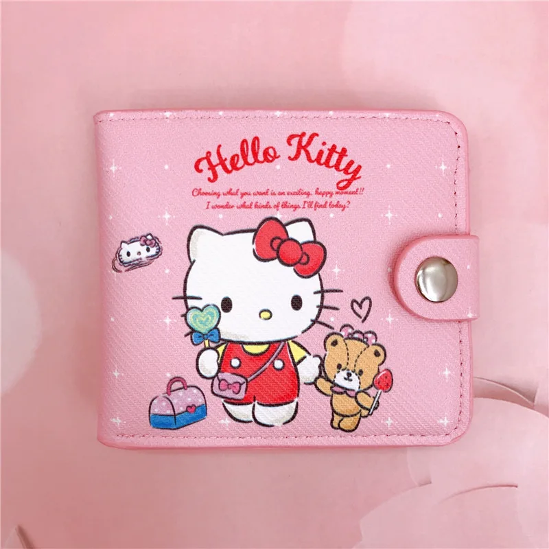 Sanrio Hello Kitty Cinnamoroll My Melody Kuromi New Pu Casual Money Bag Coin Purse Card package Wallet With Buttons ﻿