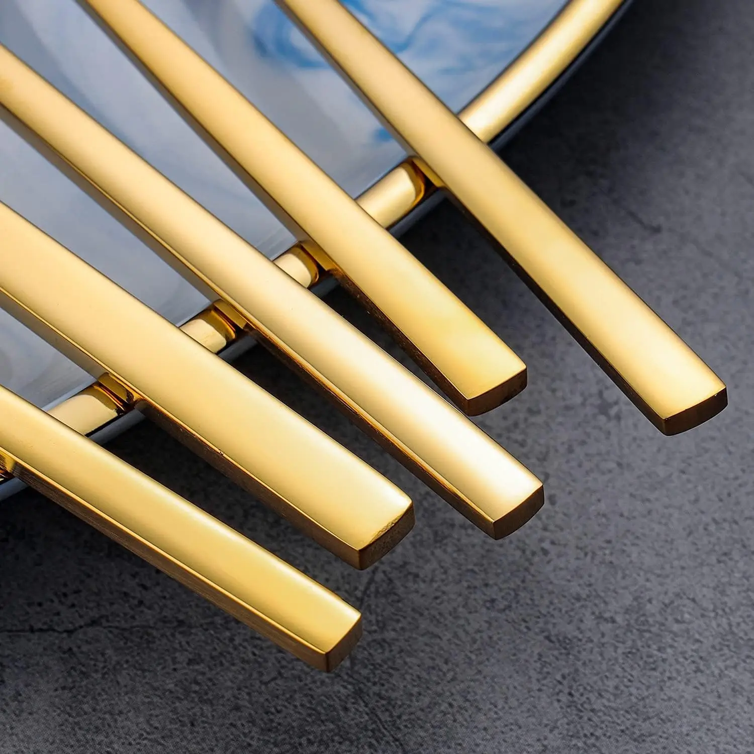 KuBac Hommi Golden Cutlery Set 18/10 stainless steel Silverware Gold Dinnerware Set Service For 6 Drop Shipping