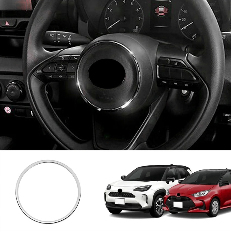 Car Chrome Steering Wheel Modified Decoration Ring For Toyota Yaris/Yaris Cross 2020 2021