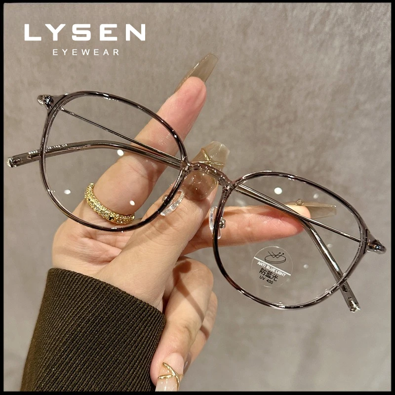 LYSEN Classic Round Frame Women's Reading Glasses Blue Light Barrier Myopia Glasses Customized Progressive Prescription Eyewear