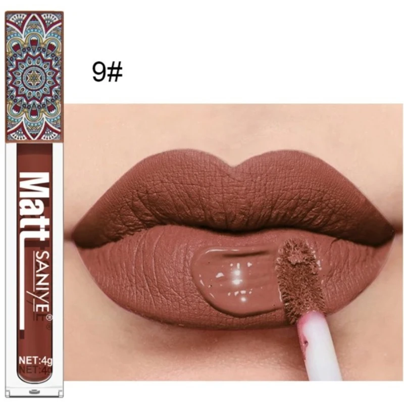 Matte Naakt Lippenstift Pigment Donkerrood Langdurige Fluwelen Lipgloss Balsem voor Vrouwen Make-up Lipgloss Maquiagem Bruin Naakt Waterdicht