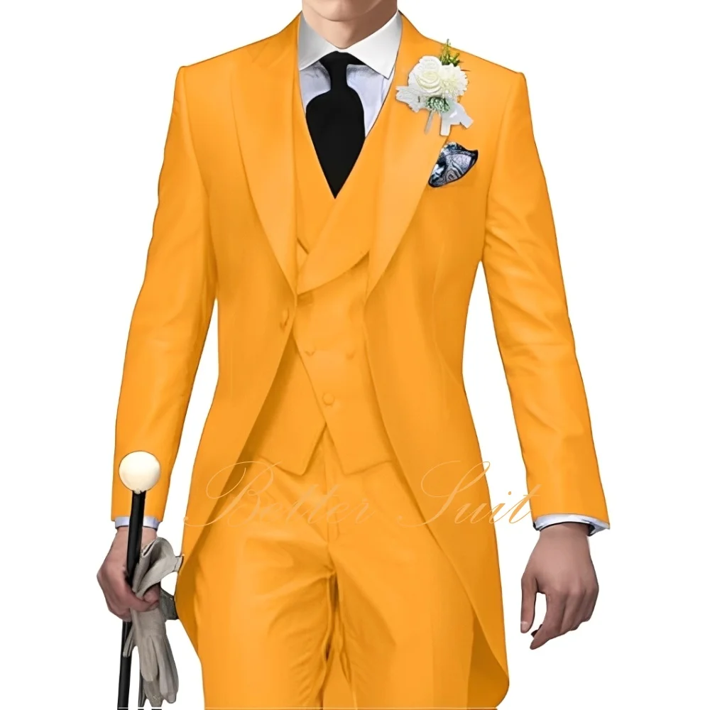 بدلة رجالية مكونة من 3 قطع بدلات ضيقة رسمية طويلة سترة رجالية بدلة بليزر للرجال لحفلات الزفاف بدلة سهرة