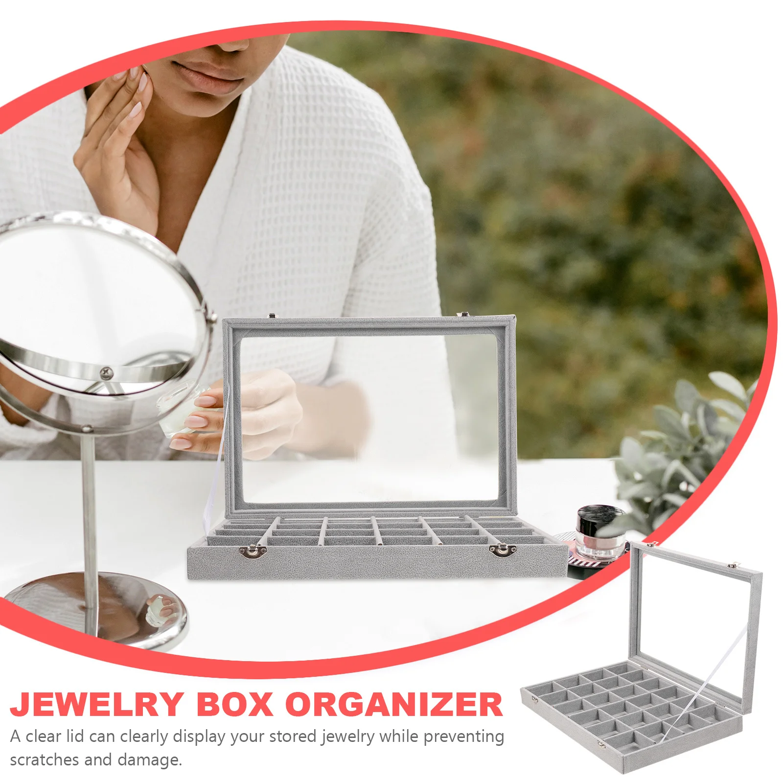 

Jewelry Box Portable Material Clear Lid Jewelry Organizer Case for Earrings Necklaces Bracelets Travel Storage