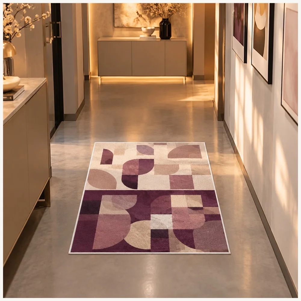VIKAMA Abstract Mosaic Colour Door Mat, Quick Dry Non Slip Flannel Rug, Artistic Floor Mat for Garden Room, Snug, Landing