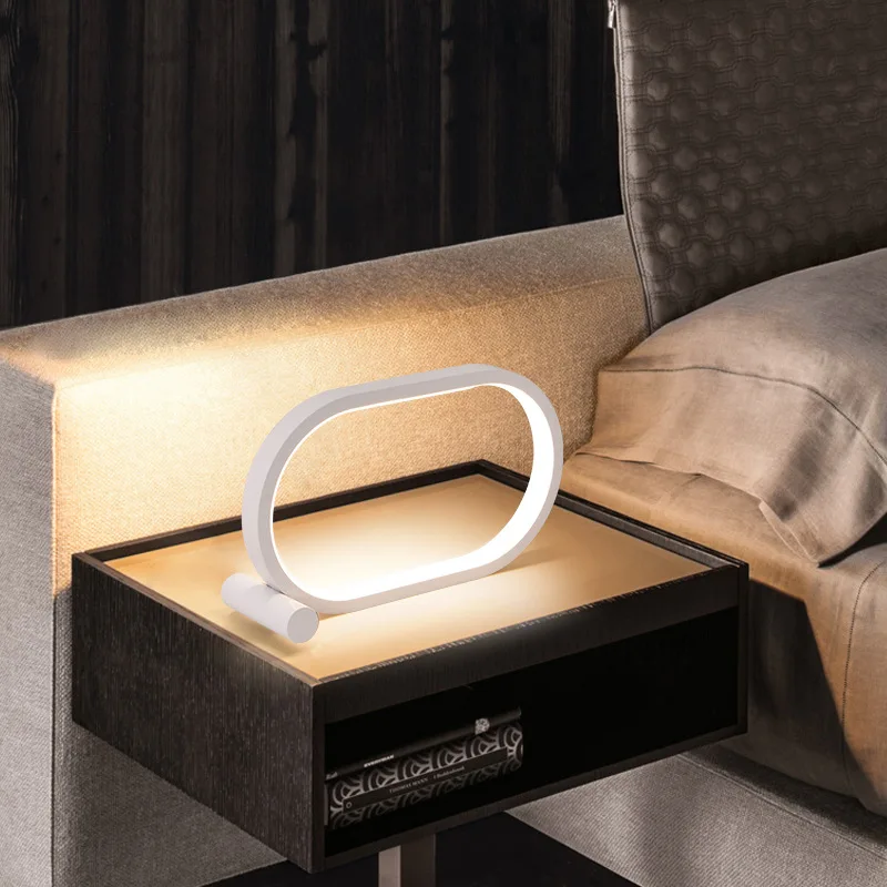 

LED Ring Table Lamp Eye Protection Bedside Night Lights USB Plug Dimmable Reading Desk Lamp For Bedroom Living Room Decoration