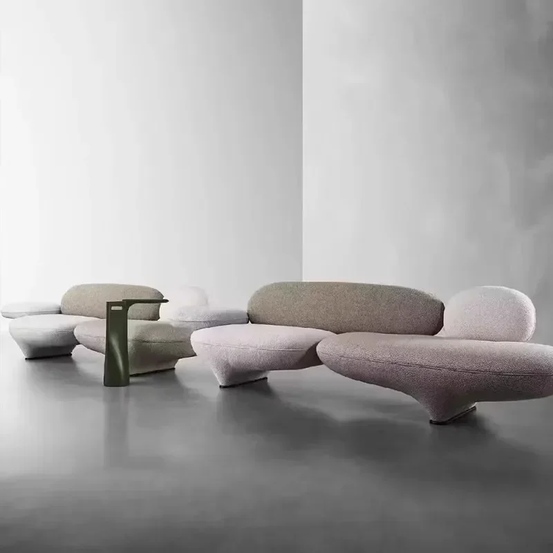Italian minimalist pebble sofa designer living room straight-line UFO fabric sofa