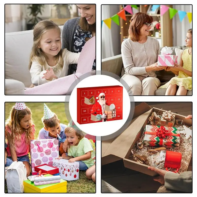 Weihnachts-Adventskalender, natürliche Kristall-Edelsteine, Sammelbox, 24-Tage-Countdown-Kalender, Kristallstein, Weihnachtsgeschenk für Kinder