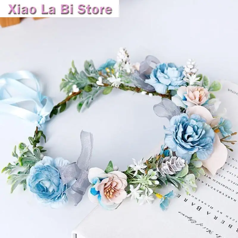 

Xxfd Blue Flower Hair Hair Hair Hair Crown Hale с лентой