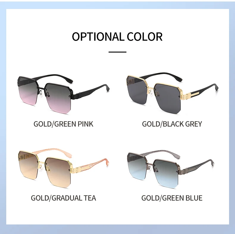 Neue modische Metall-Sonnenbrille mit übergroßem Rahmen, Unisex, Premium, trendig, vielseitig, quadratischer Rahmen, Sonnenbrille 1204 – Detail 12