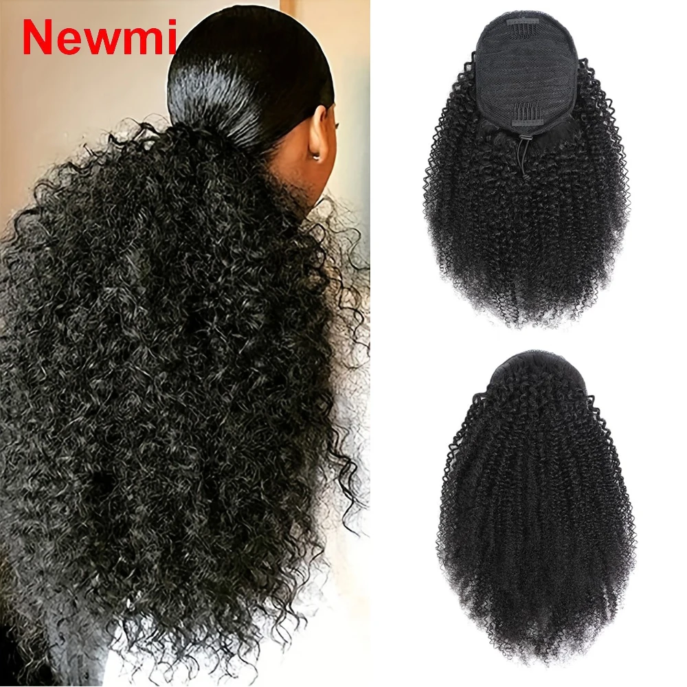 Afro Kinky Curly Drawstring Ponytail Human Hair 150% Density 12A Brazilian Virgin Hair 4C 100% Human Hair Ponytail For Women