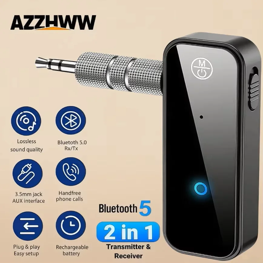 

Aux Bluetooth-адаптер для автомобиля 2-в-1 Беспроводной Bluetooth 5.0 Приемник-передатчик для автомобилей Колонки Стереосистемы Наушники ТВ