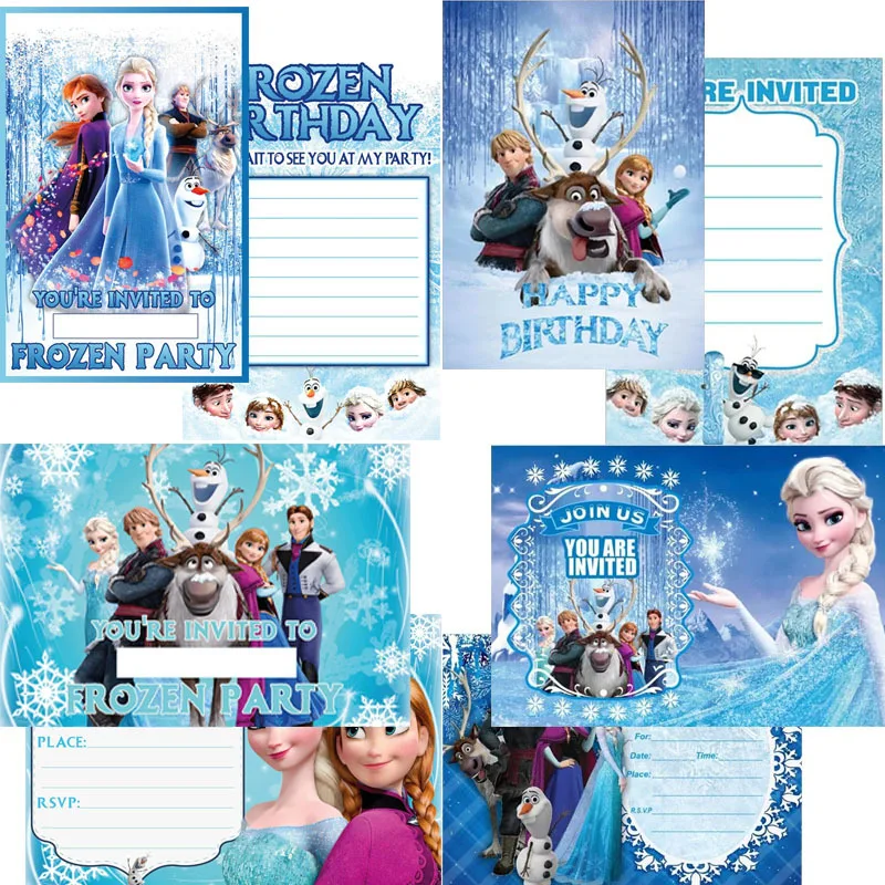 disney Elsa the Snow Princess cards, birthday party invitation cards, girls' birthday invitations, party cards,decorations